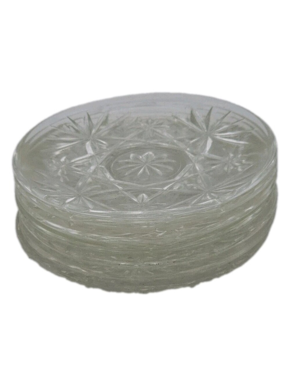 Anchor Hocking Star of David Clear Glass Coasters (SET OF 7) 4.5"